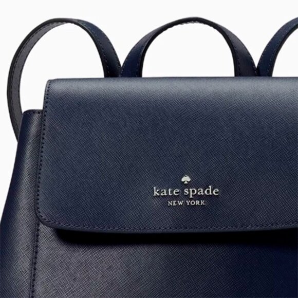 S Kate Spade Madison Flap Backpack Parisian Navy Leather Bag KC428 NWT $379